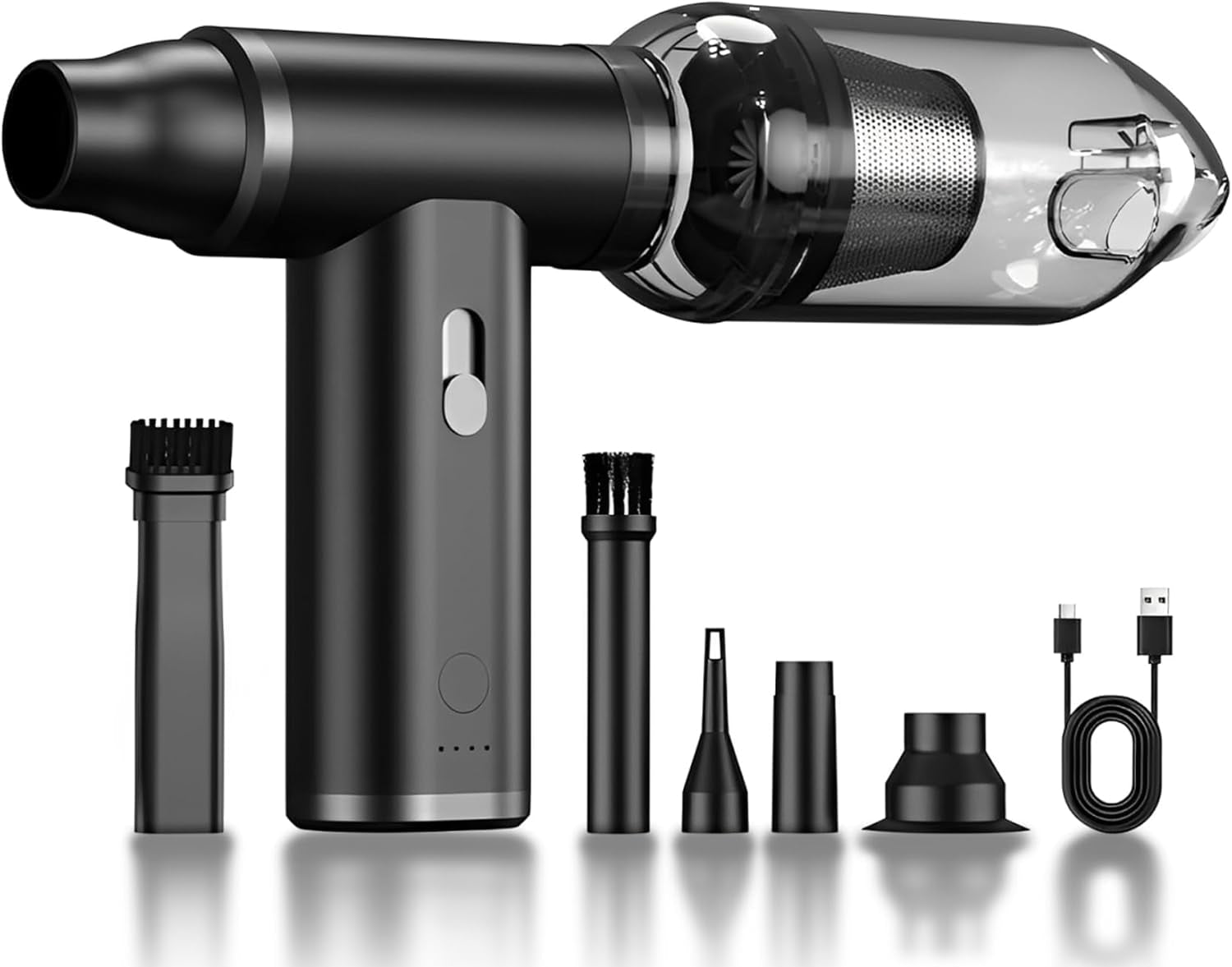 Compressed Air Duster & Vacuum Cleaner 4-In-1, 150,000RPM Powerful Electric Air Duster, Cordless Rechargeable with Adjustable Speed Handheld Air Blower for Keyboard, Car, Office, Home Electronics