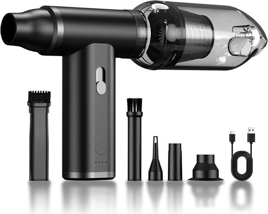Compressed Air Duster & Vacuum Cleaner 4-In-1, 150,000RPM Powerful Electric Air Duster, Cordless Rechargeable with Adjustable Speed Handheld Air Blower for Keyboard, Car, Office, Home Electronics