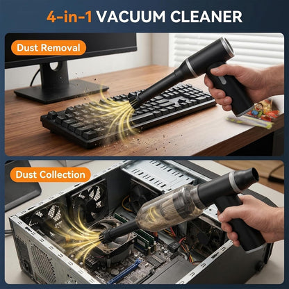 Compressed Air Duster & Vacuum Cleaner 4-In-1, 150,000RPM Powerful Electric Air Duster, Cordless Rechargeable with Adjustable Speed Handheld Air Blower for Keyboard, Car, Office, Home Electronics