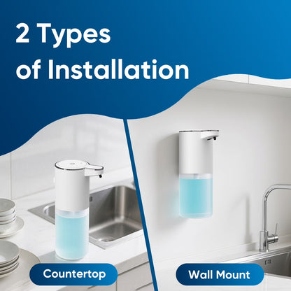 Automatic Soap Dispenser Touchless – 400Ml Foaming Hand Soap Dispenser for Bathroom & Kitchen, Wall Mount or Countertop, 4 Adjustable Foam Levels, Rechargeable, IPX5 Waterproof